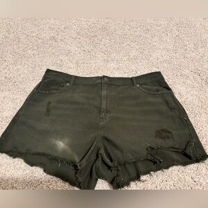 Aerie Olive Distressed Jean Shorts